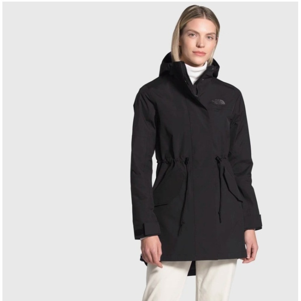 The North Face Metroview Trench Jacket Black Rain Coat Hooded Women's Sz S